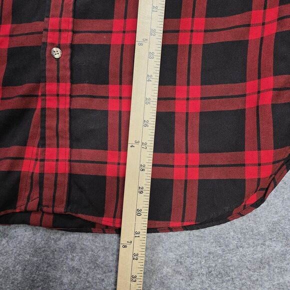 Vintage Cabela's Red Black Flannel Corduroy Collar Shirt Mens Large Made USA 90s - Picture 7 of 8